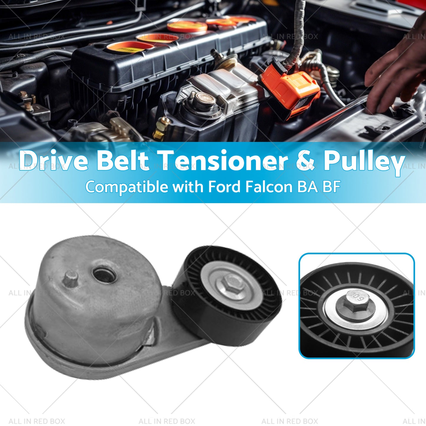{{ Drive Belt Tensioner  and  Pulley Suitable for BA6B209A Ford Falcon BA BF FG SX SY }} - Buy Car Parts Online at {{ Kaka Auto Parts }}.