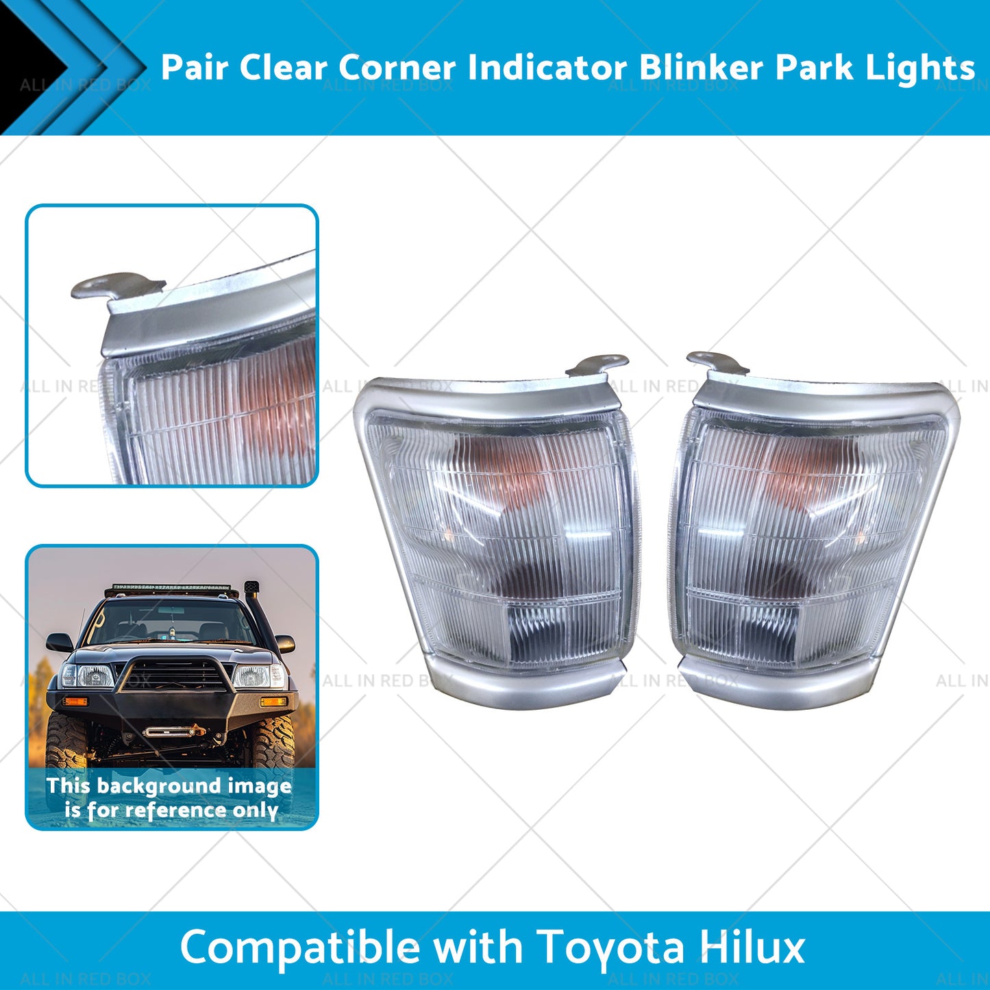 Pair Clear Corner Indicator Blinker Park Lights Suitable for 97-01 Toyota Hilux