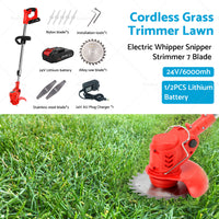 1/2 Battery Cordless Grass Trimmer Lawn Electric Whipper Snipper Strimmer 7Blade