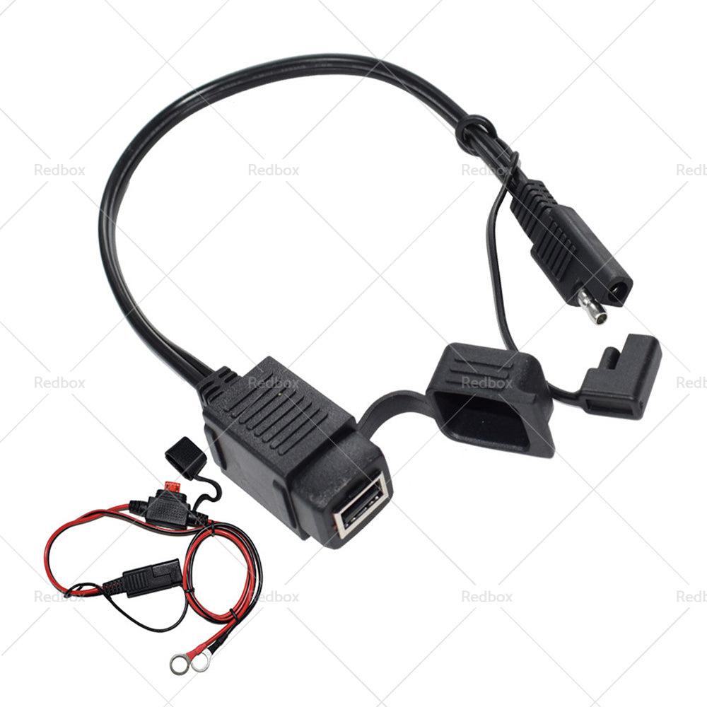 2PCS Waterproof Motorcycle Bike SAE to USB Charger Cable Adapter for GPS Phone