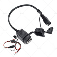 2PCS Waterproof Motorcycle Bike SAE to USB Charger Cable Adapter for GPS Phone