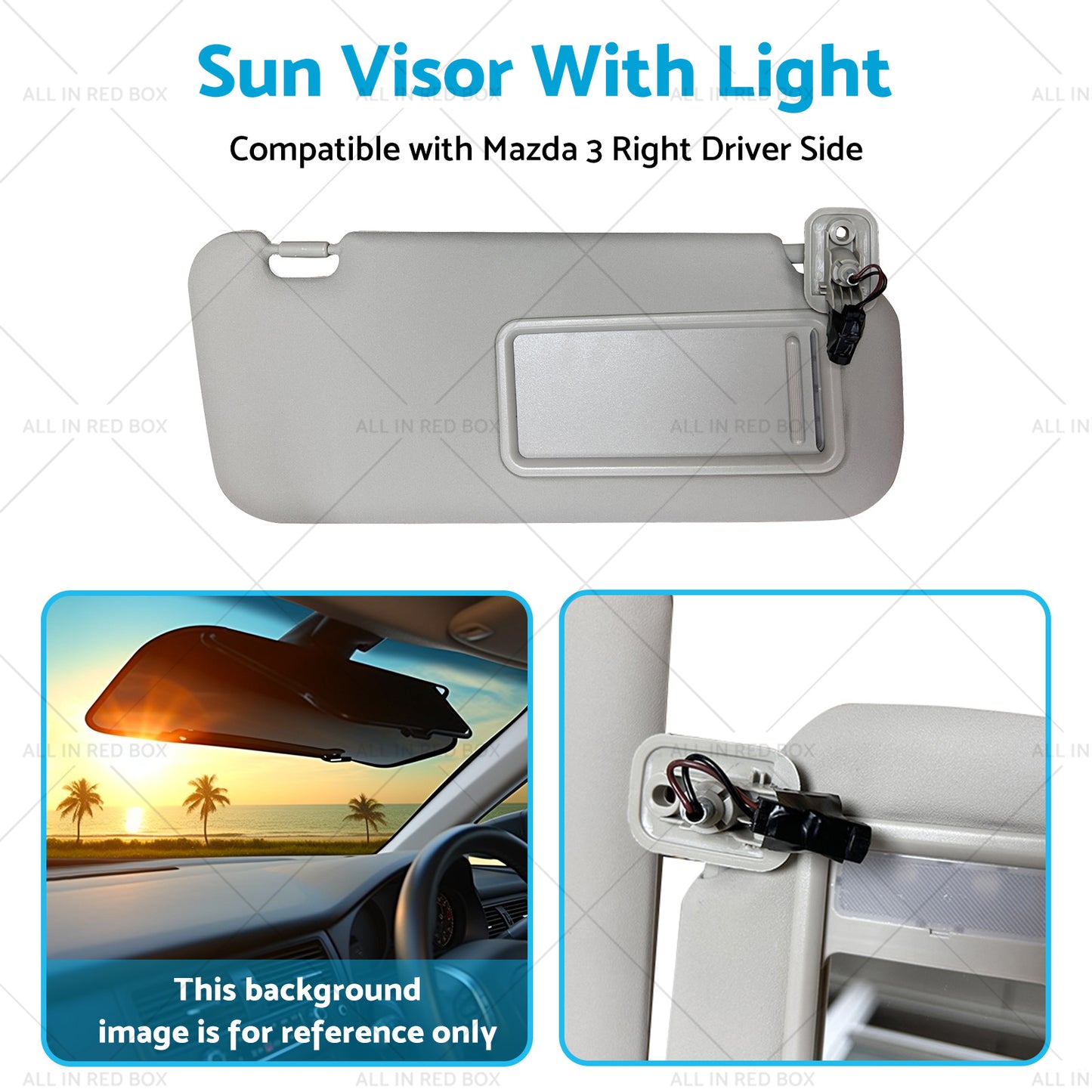 BBM369-270C-75 Right Driver Side Sun Visor With Light Suitable for Mazda 3 10-13