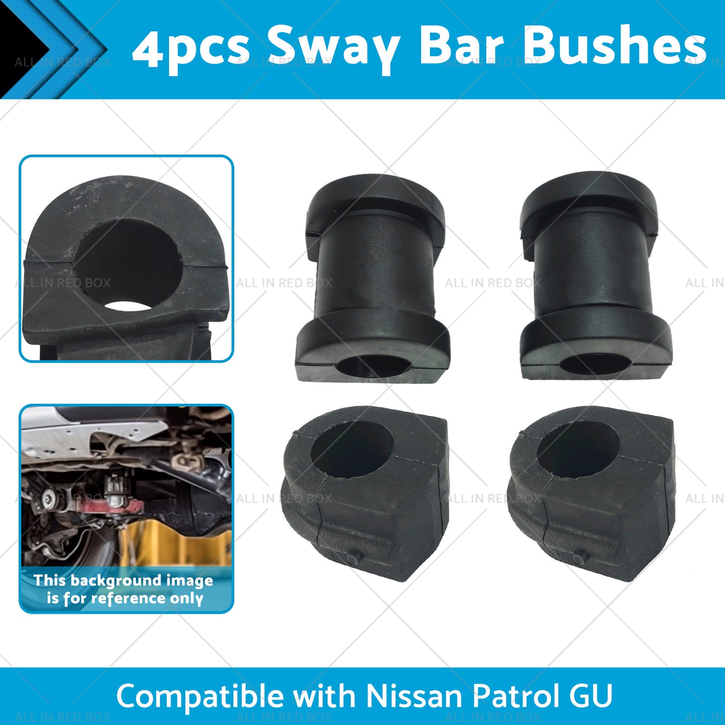 4x FrontRear Sway Bar Bushes Rubber Suitable for Nissan Patrol GU Y61 2001-2013