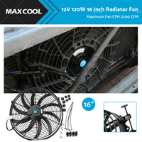 12V 120W Universal 16 Inch Electric Radiator Cooling Thermo Fan + Mounting kits