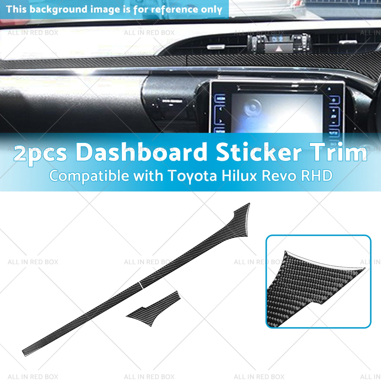 Carbon Fiber Dashboard Sticker Trim Suitable For Toyota Hilux Revo 2015-2023 RHD