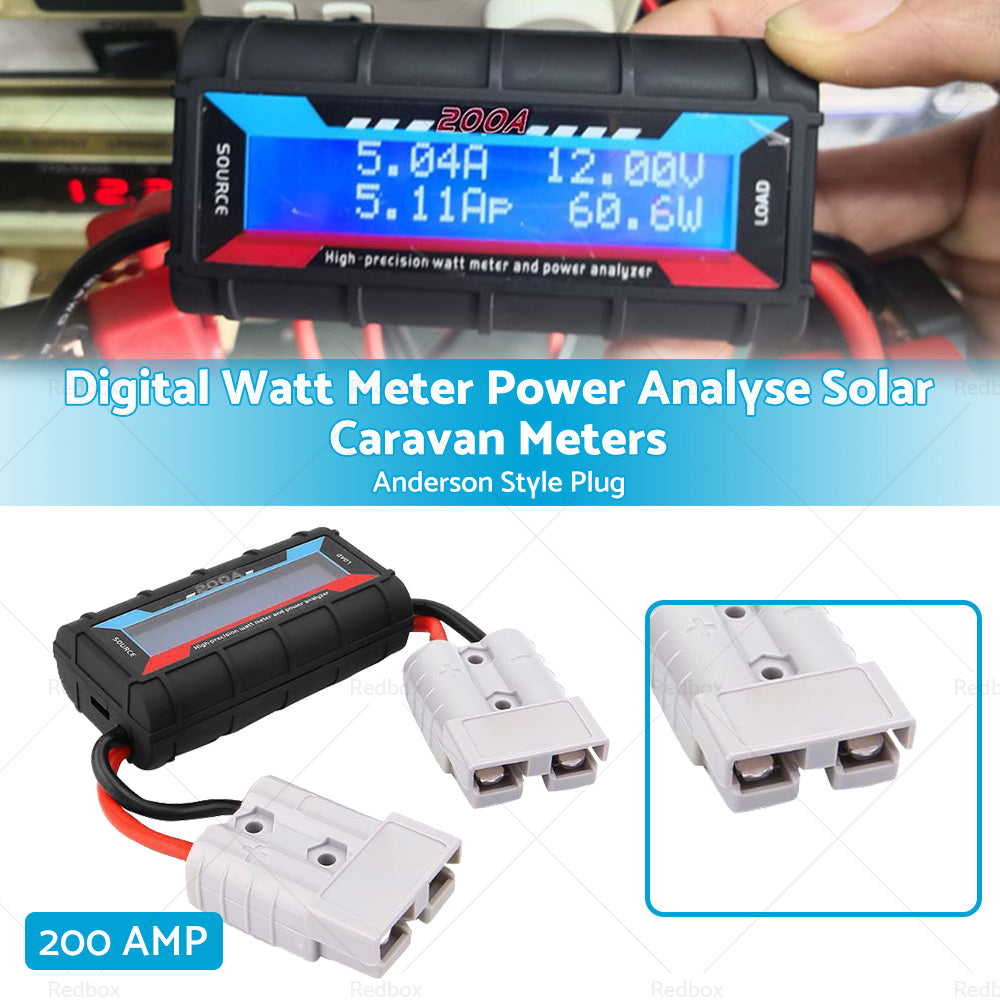 200 Amp Digital Watt Meter Power Analyser Solar Caravan Anderson Style Plug 12V