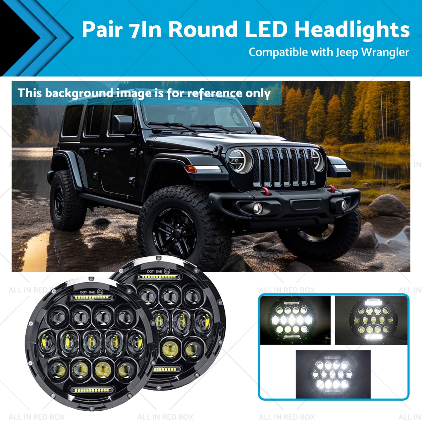 Pair 7In Round LED Headlights Hi Lo DRL Beam Headlamps Sealed Suitablefor Patrol