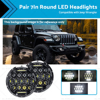 Pair 7In Round LED Headlights Hi Lo DRL Beam Headlamps Sealed Suitablefor Patrol