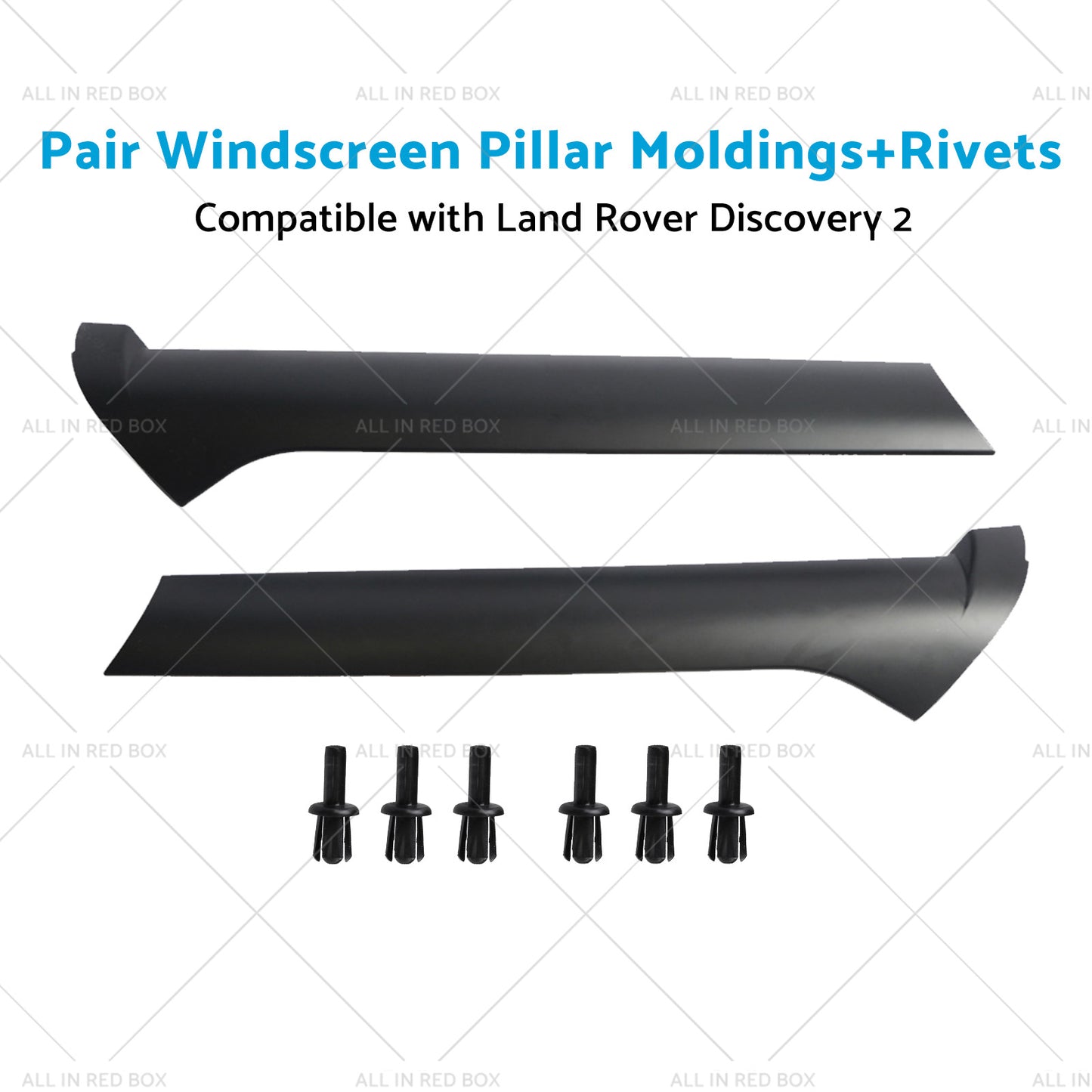 Pair Windscreen Pillar MoldingsRivets Suitable for 99-04 Land Rover Discovery 2