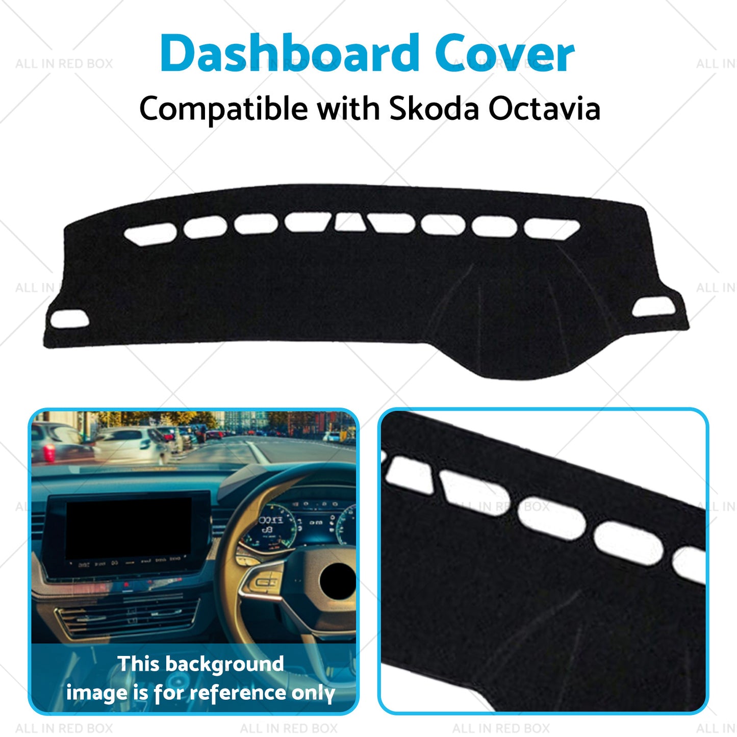 Black Non-Slip Dash Mat Suitable For Skoda Octavia Mk3 2013-2020 Dashboard Cover