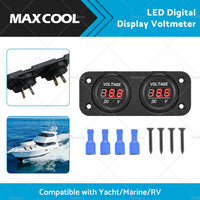 Digital LED Volt Meter Dual Battery Monitor Boat Voltage Marine Gauge DC 12V-24V