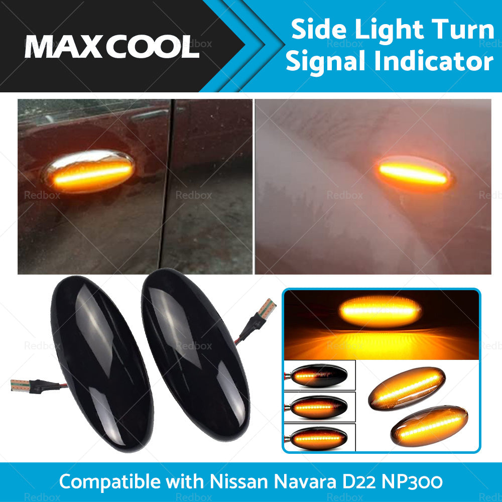 2x Dynamic Side Light Turn Signal Indicator Suitable For Nissan Navara D22 NP300