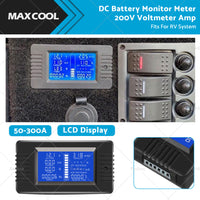 50-300A LCD Display DC Battery Monitor Meter 200V Voltmeter Amp For RV System