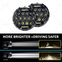 Pair 7In Round LED Headlights Hi Lo DRL Beam Headlamps Sealed Suitablefor Patrol