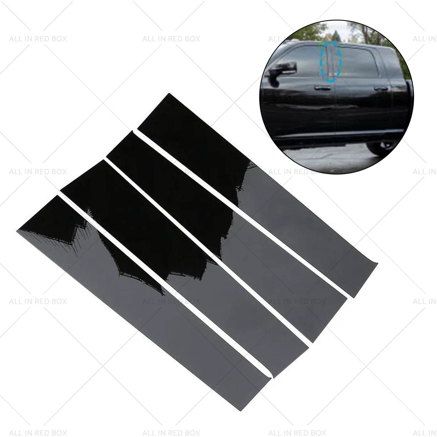 4x Black Pillar Post Cover Trims Suitablefor Dodge Ram Crew or Quad Cab 1500 09-18