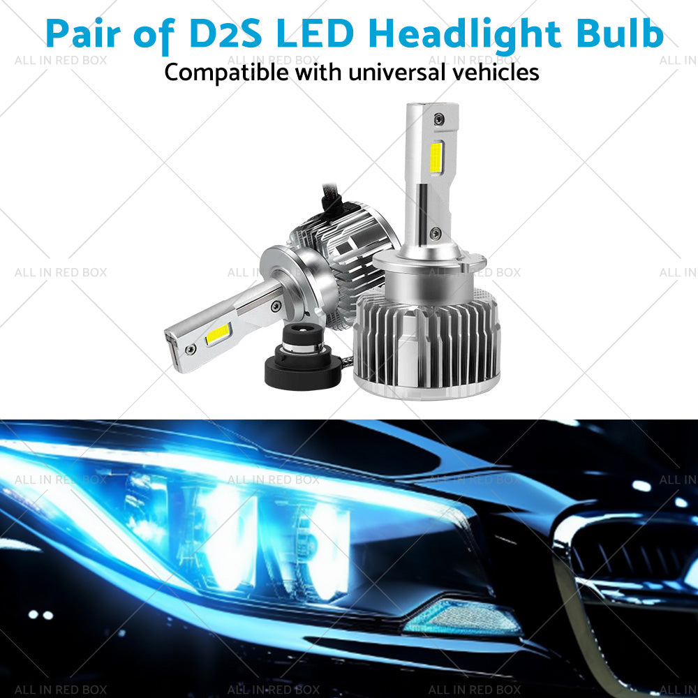 {{ Pair of D2S LED Headlight Bulbs HID Conversion Kit 6000K White Plug  and  Play 90W }} - Buy Car Parts Online at {{ Kaka Auto Parts }}.