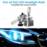 {{ Pair of D2S LED Headlight Bulbs HID Conversion Kit 6000K White Plug  and  Play 90W }} - Buy Car Parts Online at {{ Kaka Auto Parts }}.