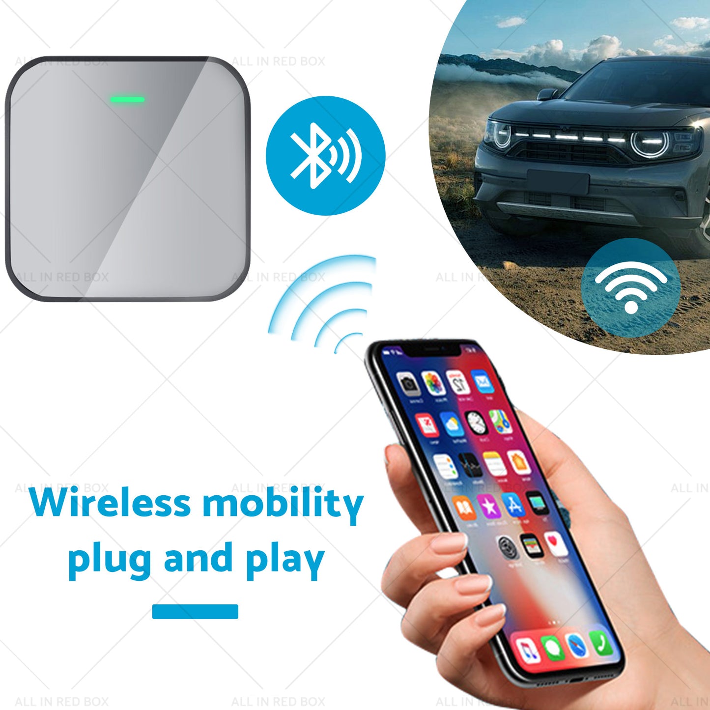 Gray Bluetooth USB Wireless Receiver Suitable for Apple CarPlay Adapter