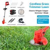 2 Battery Cordless Grass Trimmer Lawn Electric Whipper Snipper Strimmer 7 Blade