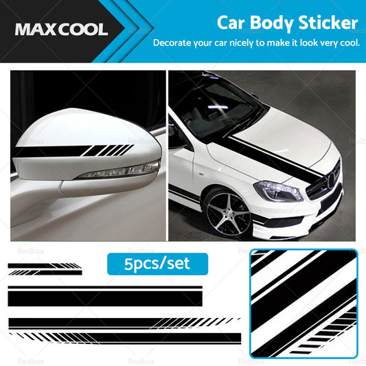 5x Car Side Body Sticker Vinyl Hood Roof Decals Racing Long Stripe Universal