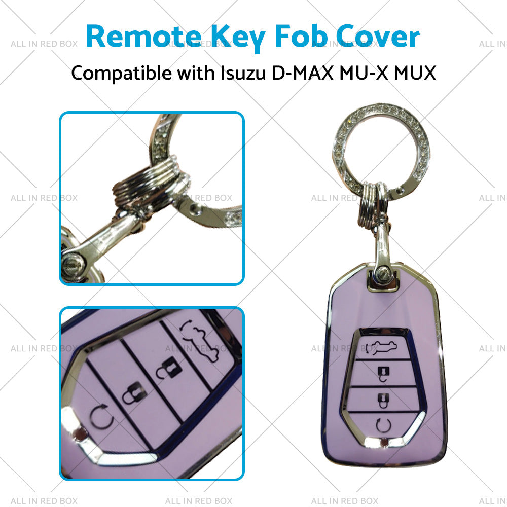 TPU Car Remote Key Fob Cover Suitable for Isuzu D-MAX MU-X MUX 4 Button Purple