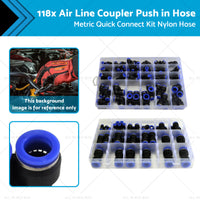 2 Box Air Line Coupler Push in Hose Joiner Metric Quick Connect Kit Nylon Hose