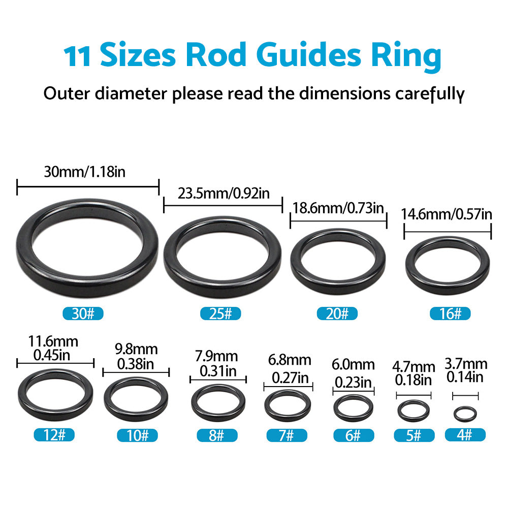 160Pcs 3. 7mm-30mm Ceramic Fishing Rod Guide Rings Wear Resistant Rod Repair Kit