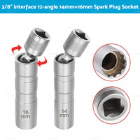 14/16 MM Thin Wall Magnetic Swivel Spark Plug Socket 12Point Removal Tools