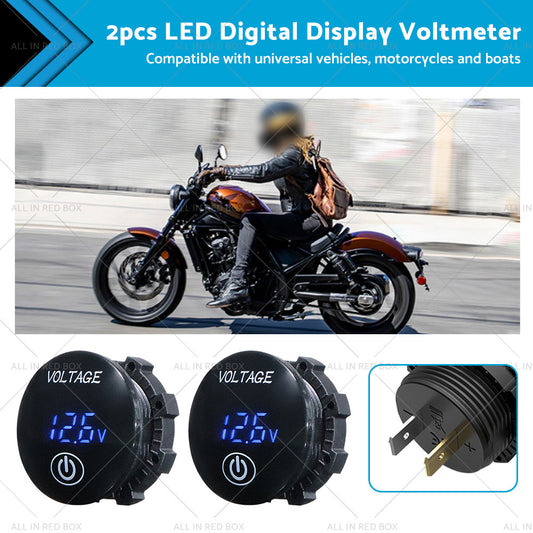 Car Panel Voltmeter 2PCS Volt Gauge Voltage Meter 12V-24V LED Digital Display DC