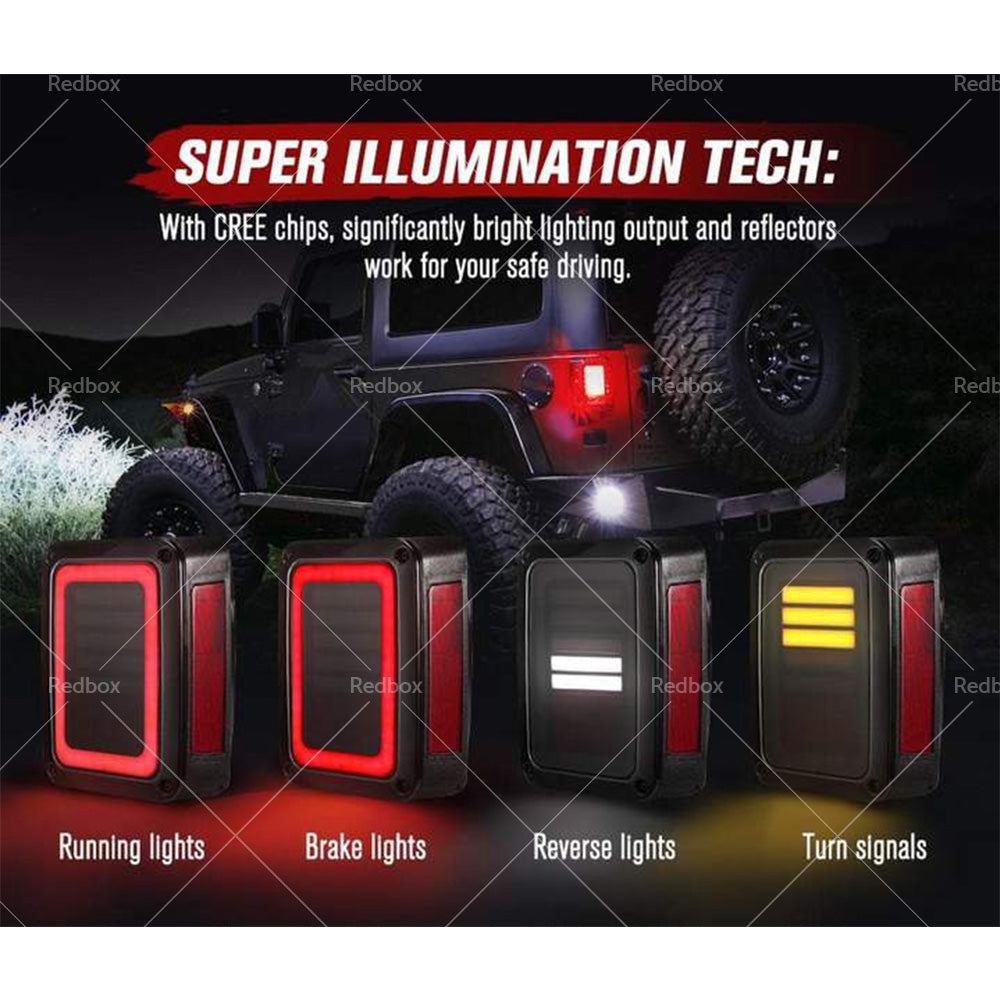 Smoked Black LED Tail Lights Rear Lamp Fits for Jeep Wrangler JK 2007-2017