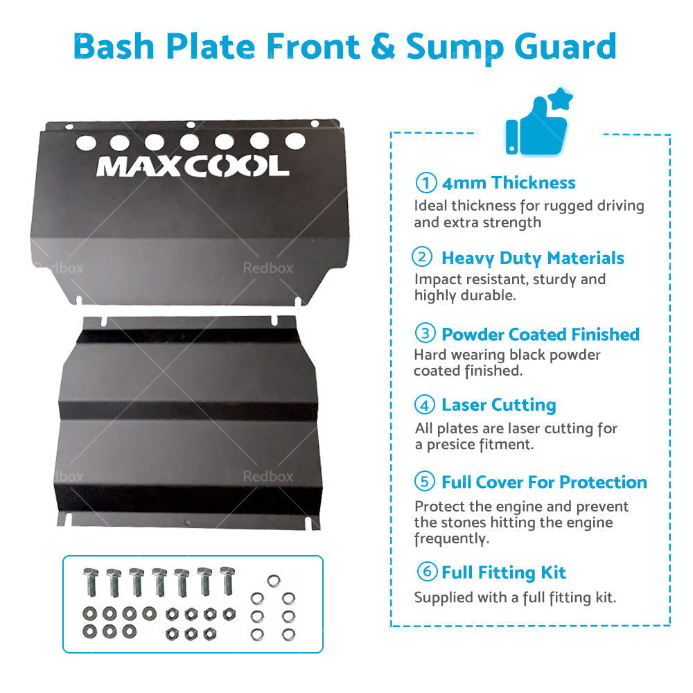 4MM Black Bash Plate Suitable for Mitsubishi Triton ML MN 06-15 Underbody Steel Front Sump Guard