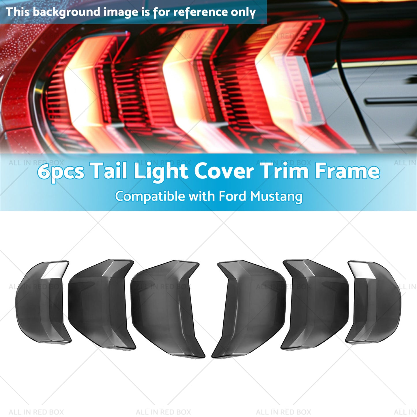 6pcs Car Tail Light Lamp Cover Trim Frame Suitable for Ford Mustang GT 2018-2022