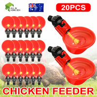 20x Poultry Chicken Automatic Drinker Cup Waterer Chook Bird Water Feeder Set