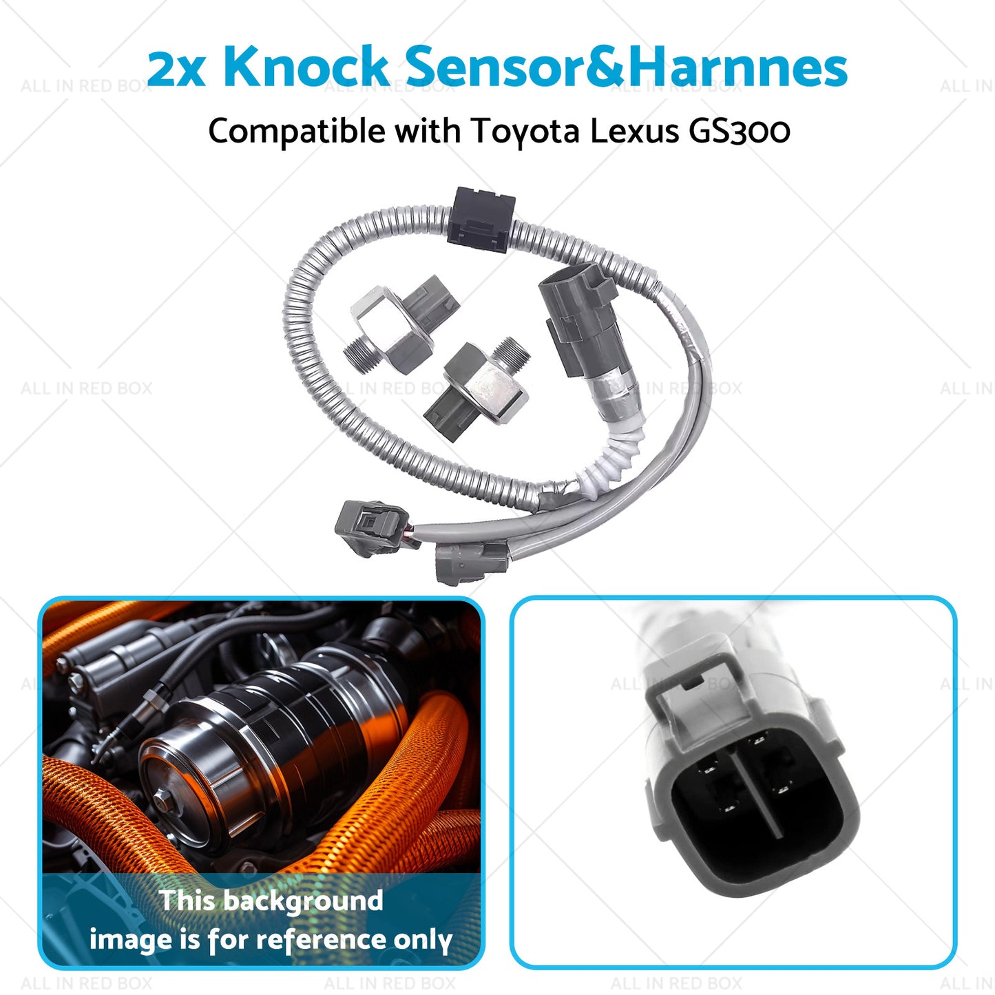 89615-12090 2x Knock Sensor and Harnnes Suitable for Toyota Lexus GS300 3. 0L 4Runner