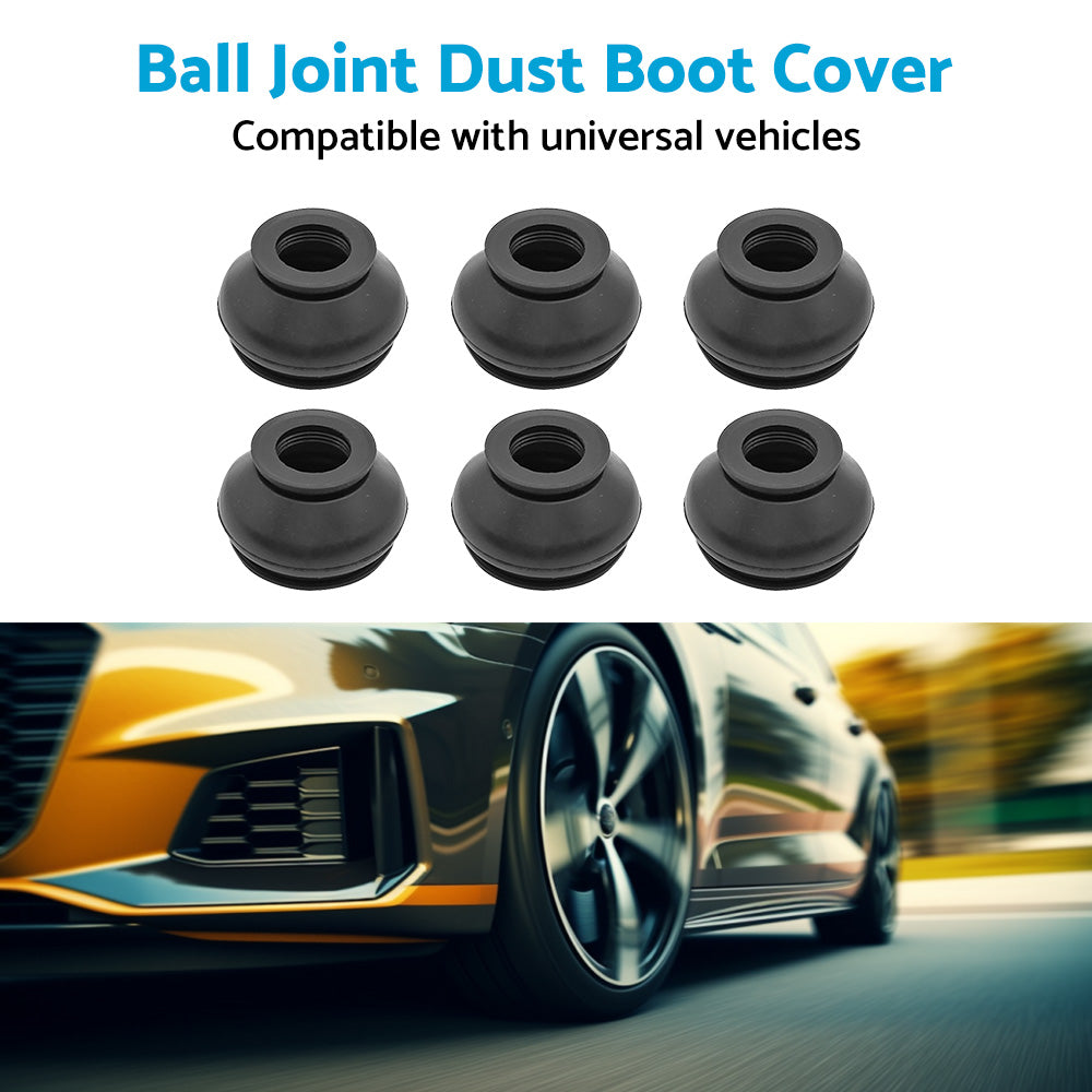 6PCS Universal Black Rubber Ball Joint Dust Boot Cover Tie Rod End Set  Kit Part