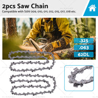 2PCS Pro Chainsaw Chain 62DL 325 063 Semi Chisel Suitable for Stihl MS230C MS250