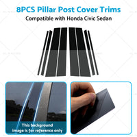 8PCS Black Pillar Post Cover Trims Suitable for Honda Civic Sedan 12-15