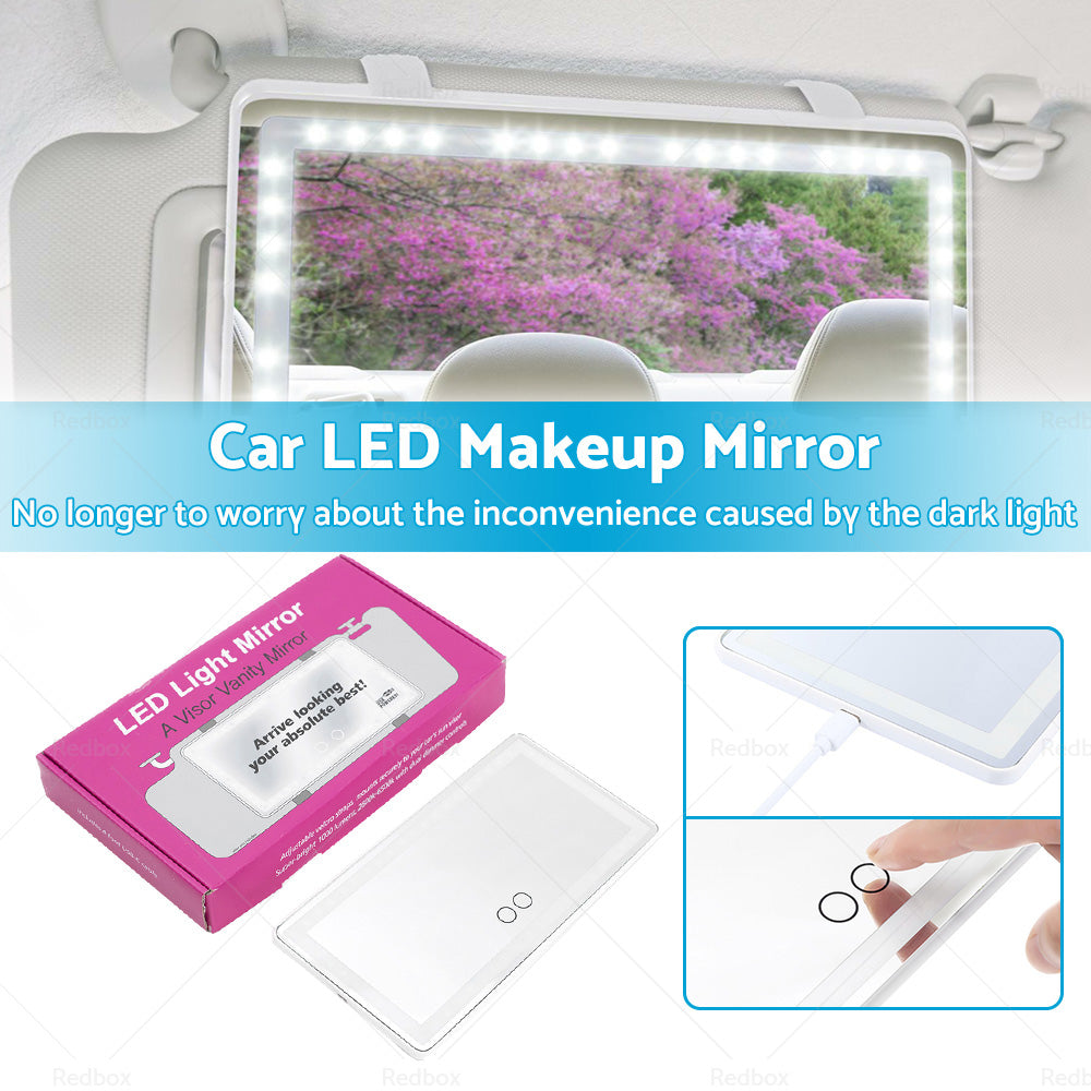 Car Sun Visor LED Makeup Cosmetic Mirror Set with 3 Type Light Touch Screen New
