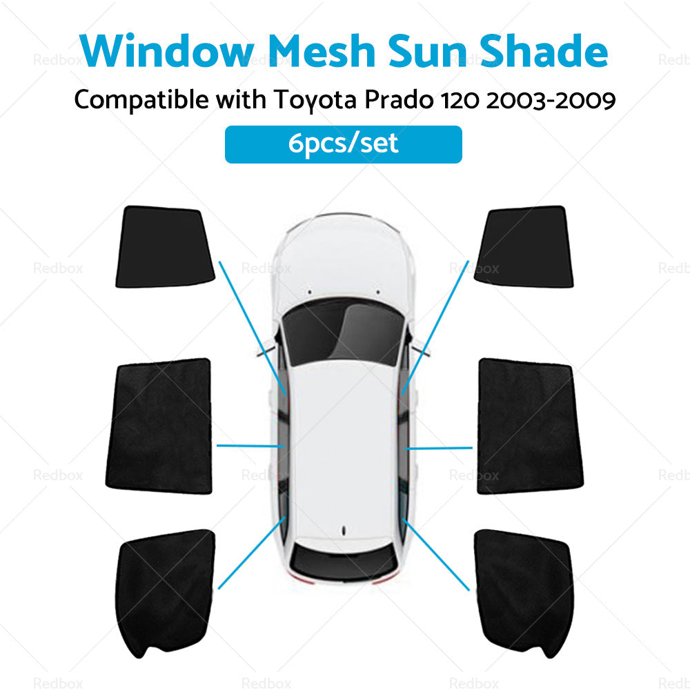 6x Foldable  Window Mesh Sun Shade Suitable For Toyota Prado 120 2003-2009