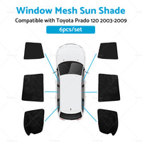 6x Foldable  Window Mesh Sun Shade Suitable For Toyota Prado 120 2003-2009