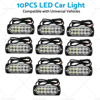 10x Amber + White LED Car Emergency Beacon Warning Hazard Flashing Strobe Light