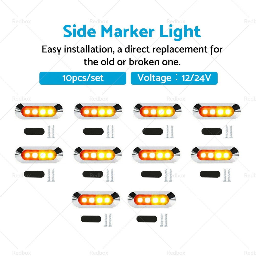 10x Amber Red Clearance Lights Side Marker  Suitable For Truck Trailer Caravan