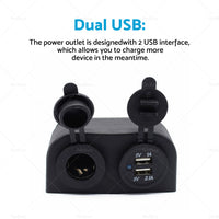 12V Dual USB Port Charger Socket Mount Panel Adapter Fits For Car Boat Caravan