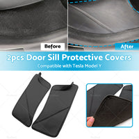 2PCS PU Rear Door Sill Protector Cover Pad Suitable for Tesla Model Y 2020-2022