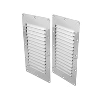 2 x Stainless Steel Rectangular 14 Louvre Air Vent, Caravan, Boat, Wall Eave