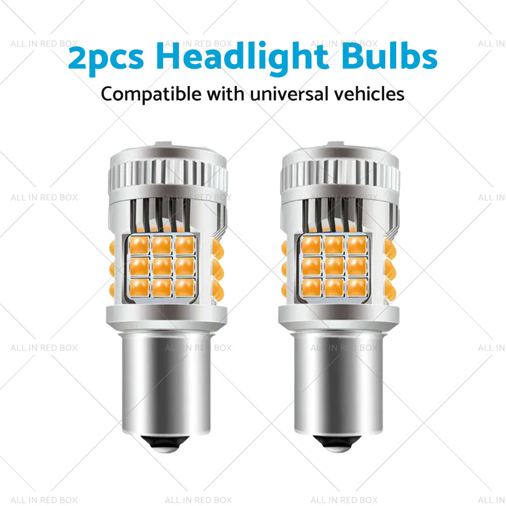 2PCS BA15S 1156 P21W LED Turn Signal Indicator Bulb Globe Amber No Hyper Flash