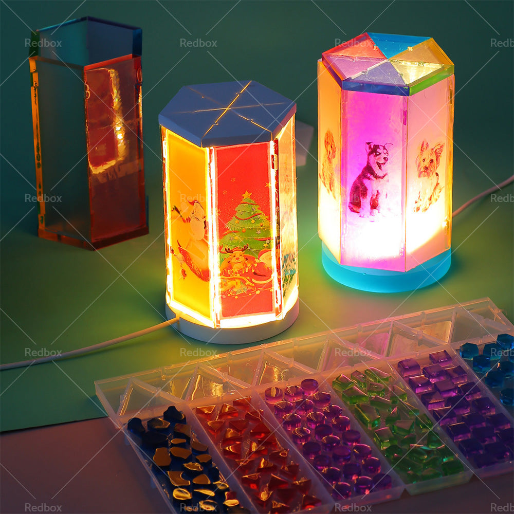 Silicone Resin Mold Mosaic Table Lamp Night Light Mold Set DIY Craft Pen Holder