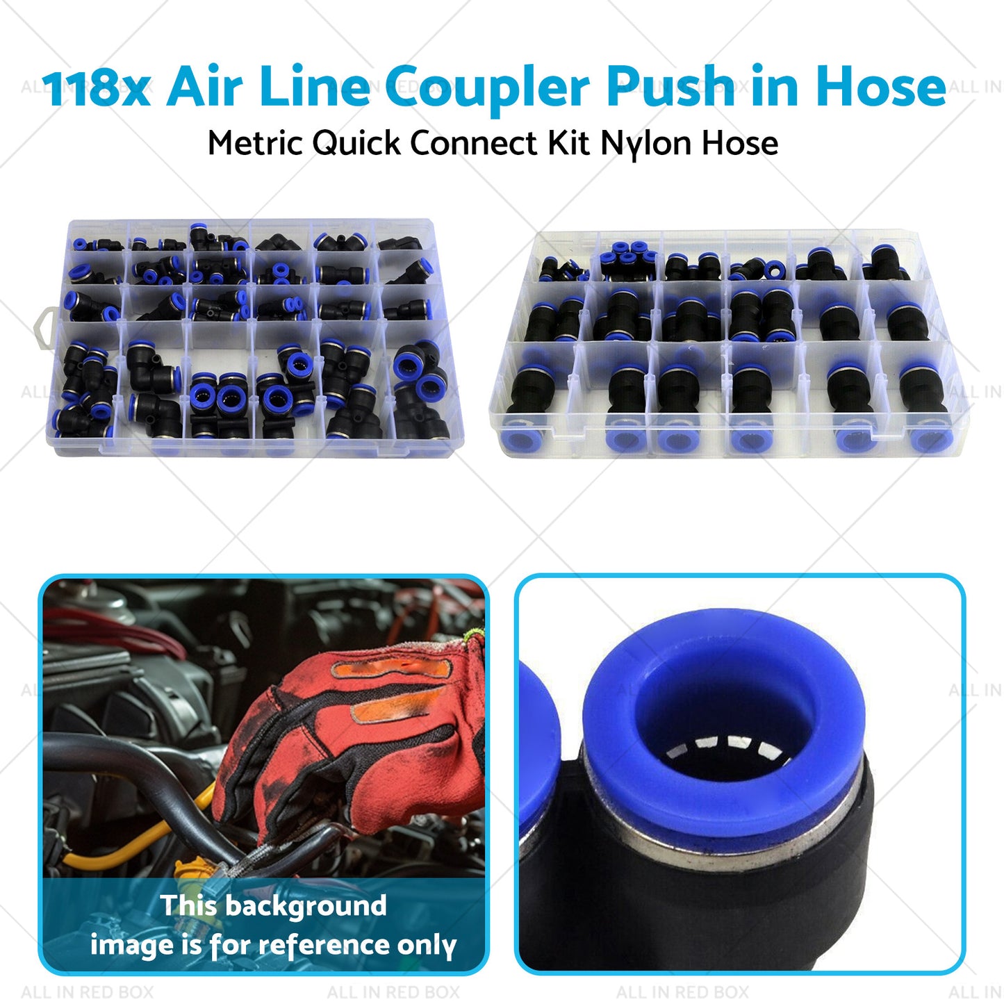 2 Box Air Line Coupler Push in Hose Joiner Metric Quick Connect Kit Nylon Hose