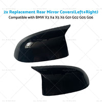 2x Black Rear Mirror Cover Caps Suitable For BMW X3 X4 X5 X6 G01 G02 G05 G06