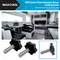 Pair 6mm Plum Blossom Carefree Awning Brace Locking Knob Suitable For Caravan RV